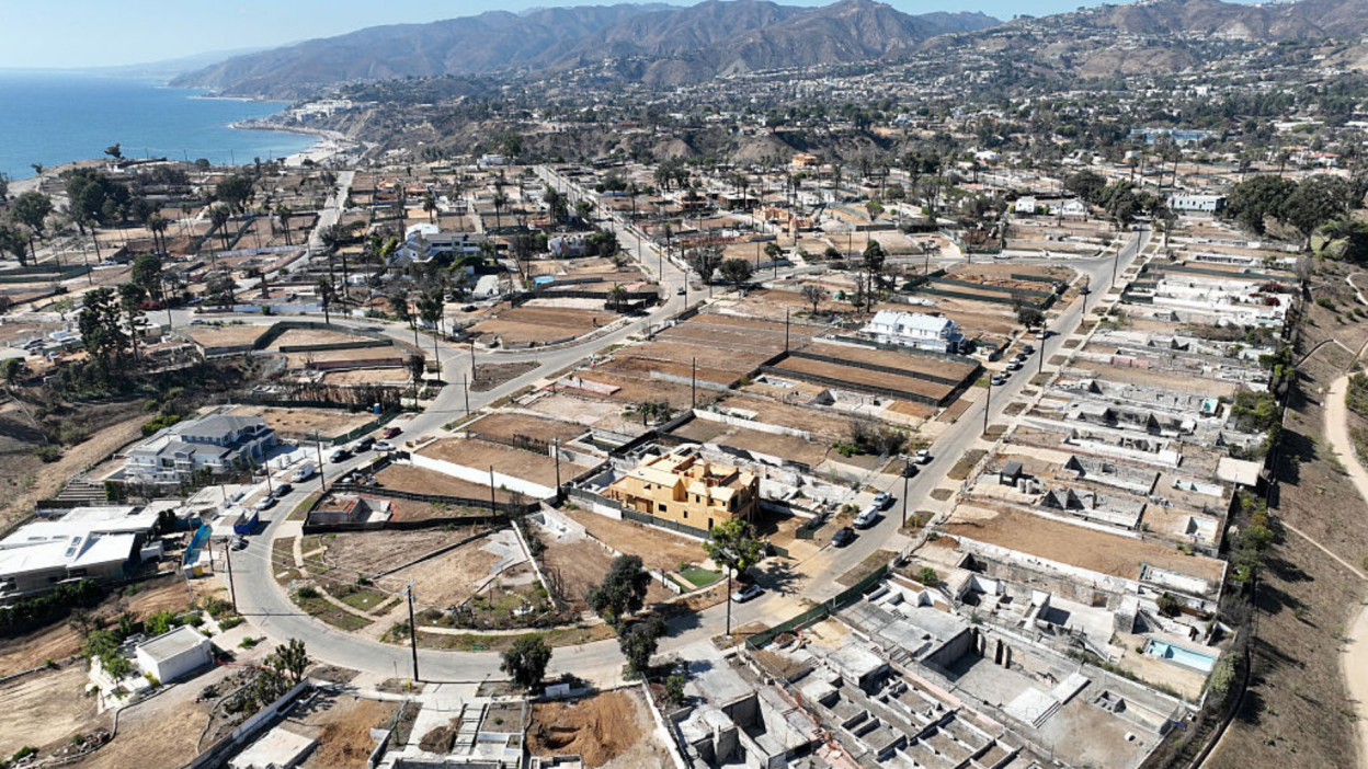 A view of the Palisades fire zone following an arrest in Florida.